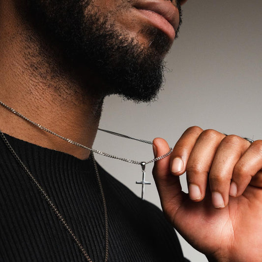 Flat Cross Pendant Necklace - Silver