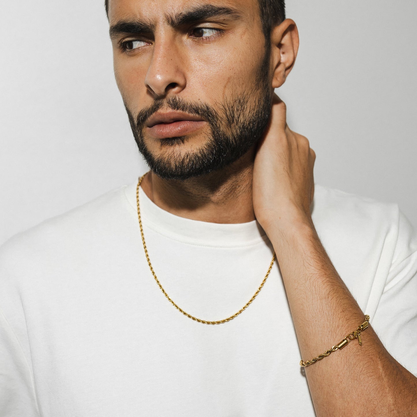 Rope Necklace X Rope Bracelet Set - Gold