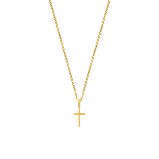 Flat Cross Pendant Necklace - Gold