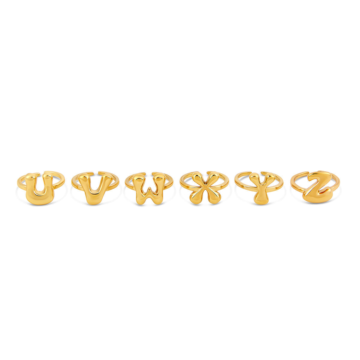 Bubble Initial Adjustable Ring - Gold